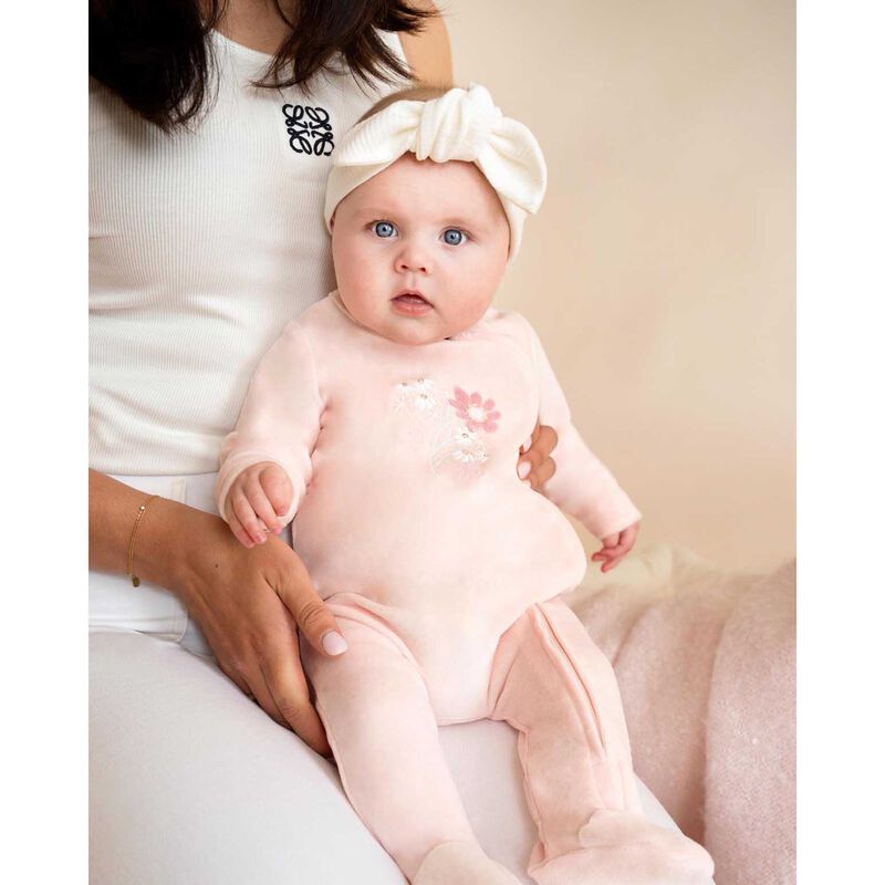 B&eacute;b&eacute; Fern Velour Embroidered Zip Onesie image number 1